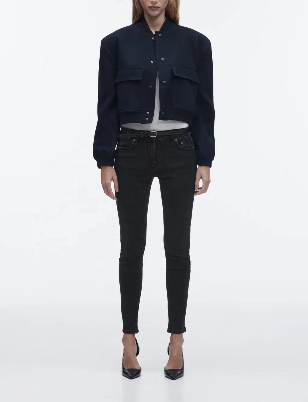 2024 Spring new loose casual short top with large pocket pilot jacket for women