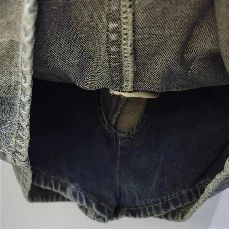 2024 Spring Trendy New High Waist Wrap Hip Skirt Vintage Fashion Women's Pockets Button Zipper Denim Skirts  Female