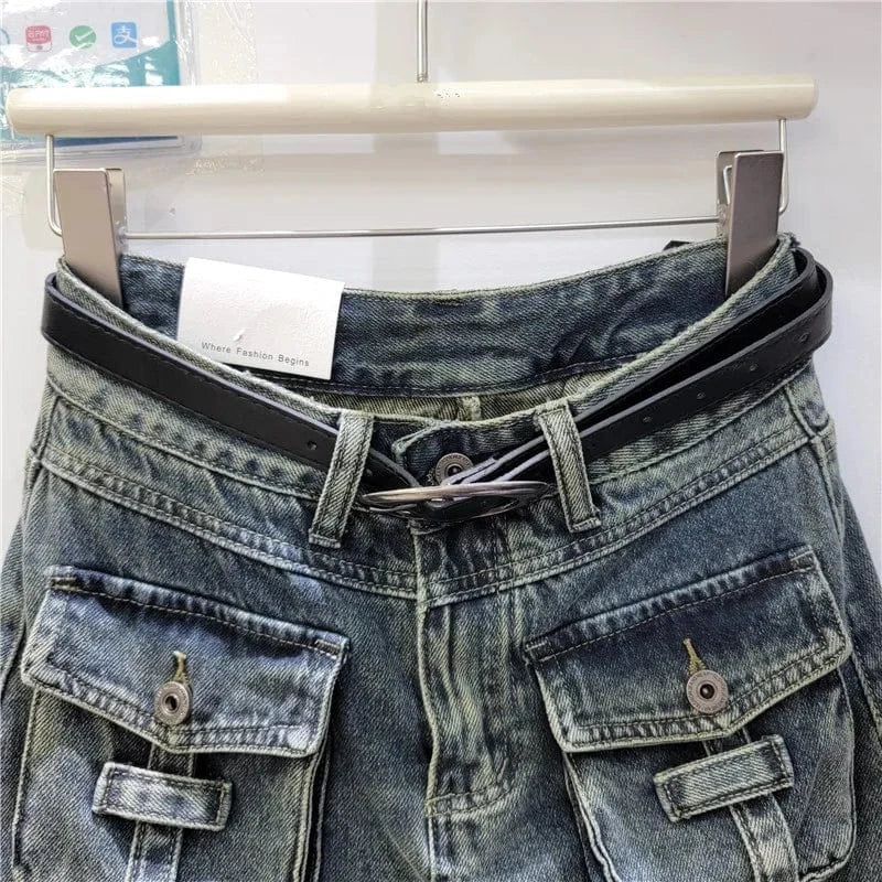 2024 Spring Trendy New High Waist Wrap Hip Skirt Vintage Fashion Women's Pockets Button Zipper Denim Skirts  Female