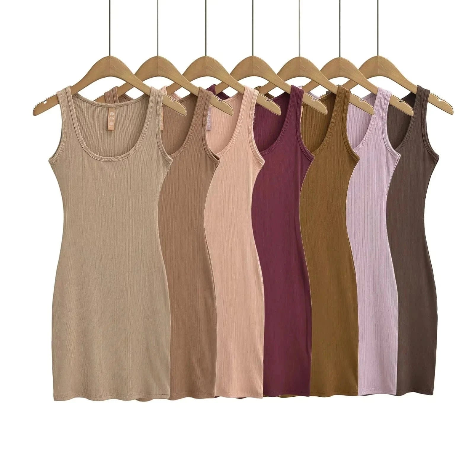 2024  Summer U neck Women Mini Dresses Bodycon Fashion sleeveless Sexy Ladies Mini Dress