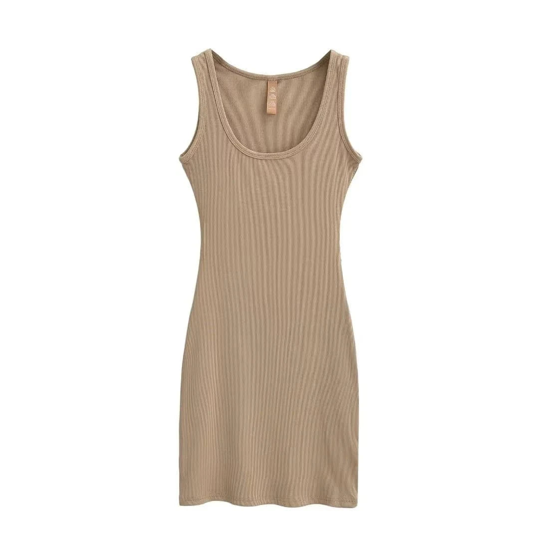 2024  Summer U neck Women Mini Dresses Bodycon Fashion sleeveless Sexy Ladies Mini Dress