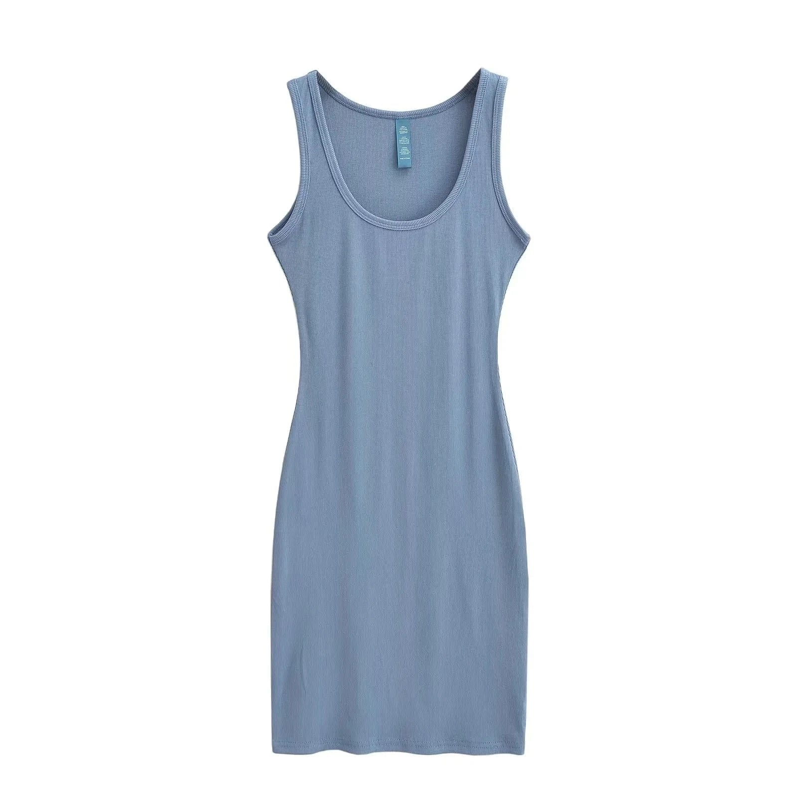 2024  Summer U neck Women Mini Dresses Bodycon Fashion sleeveless Sexy Ladies Mini Dress