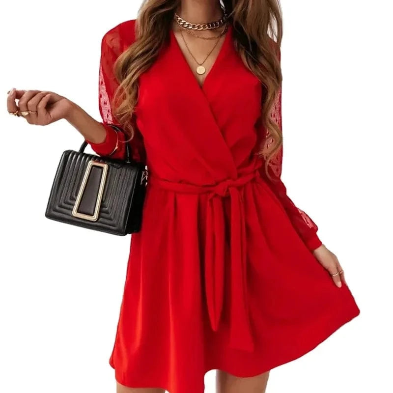 2024 Women Lady   Casual Early Spring And Summer Hot Selling Lace Long-Sleeved Dress Women's Elegant Dress