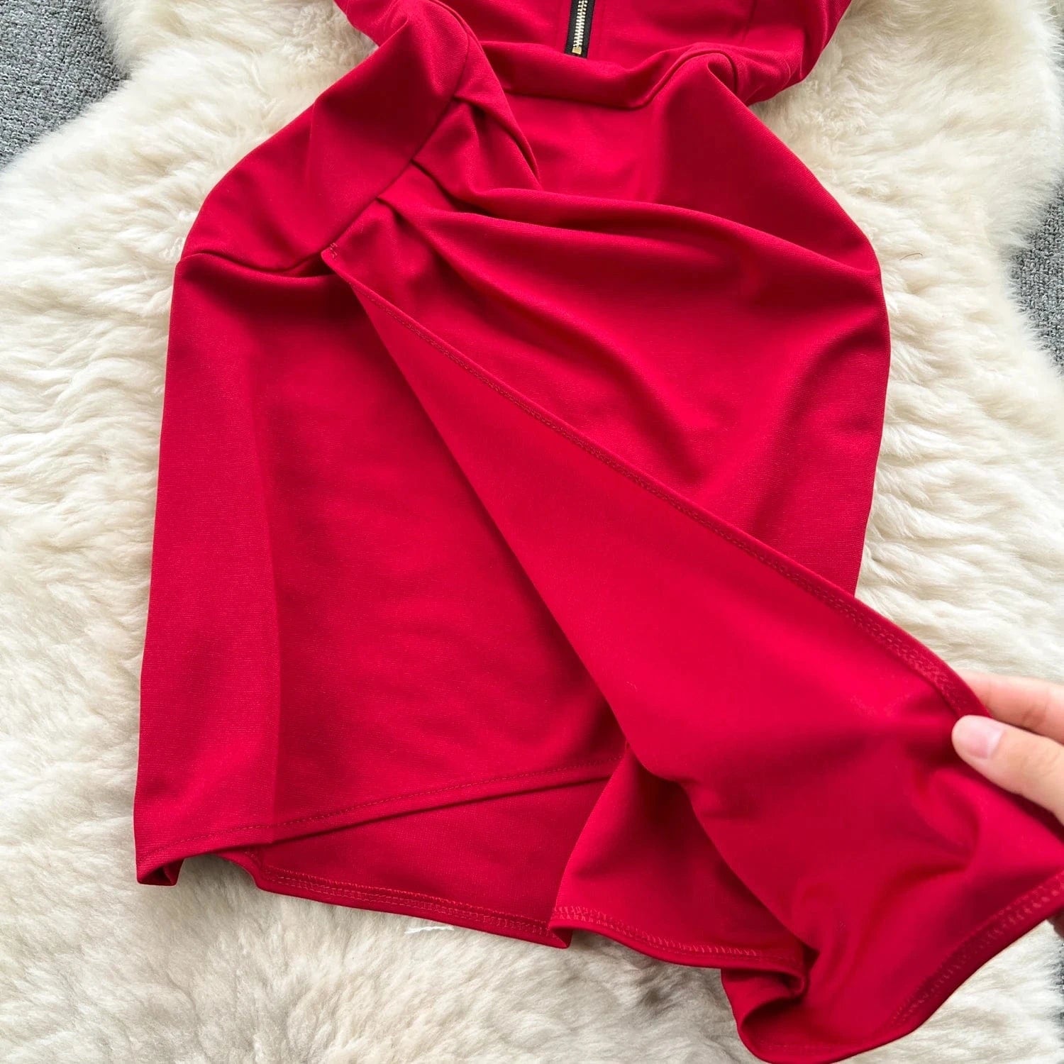 2024 Women's New Fashion Sexy Zipper Halter Dress Irregular Slim Short Dress