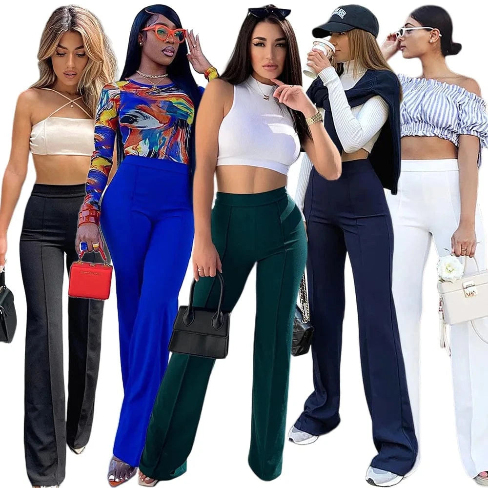 2024 Women's Pants Autumn/Summer Fashion Slim Fit High Waist Personalized Loudspeaked Pants Available in Multiple Colors