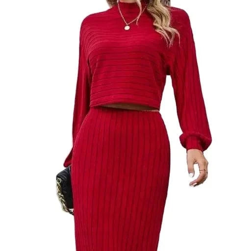 2024 Women Spring Autumn Solid Color Dresses Elegant Long Sleeved Buttocks Wrapped Skirt Striped Pencil Casual Mid-Skirt