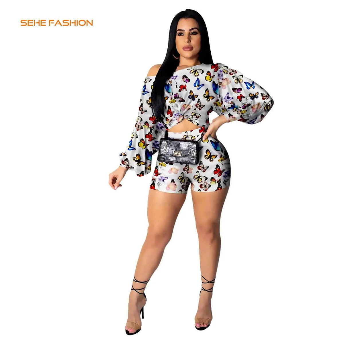 20409-MX4 summer short sets one shoulder print jumpsuit women sehe fashion