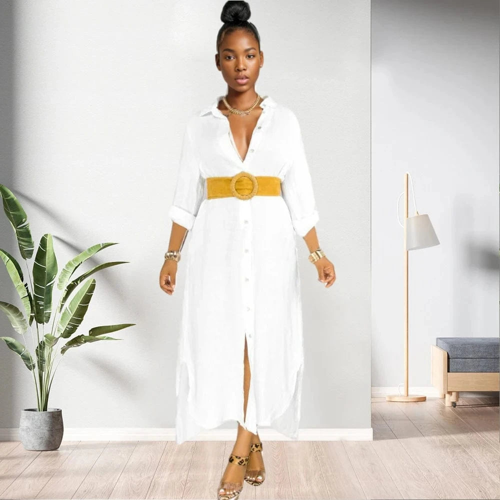 20409-MX83 ladies 4 colors shirts style long casual dresses sehe fashion