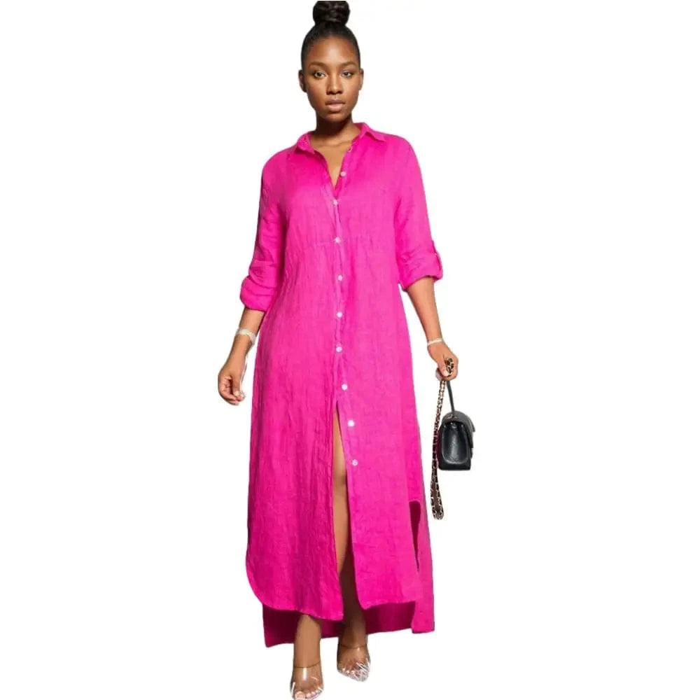 20409-MX83 ladies 4 colors shirts style long casual dresses sehe fashion