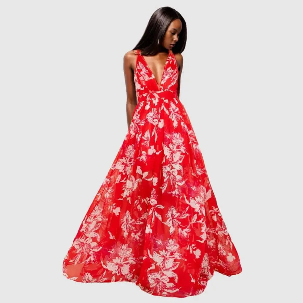 20611-MX2 11 colors pretty floral print chiffon dresses women sehe fashion