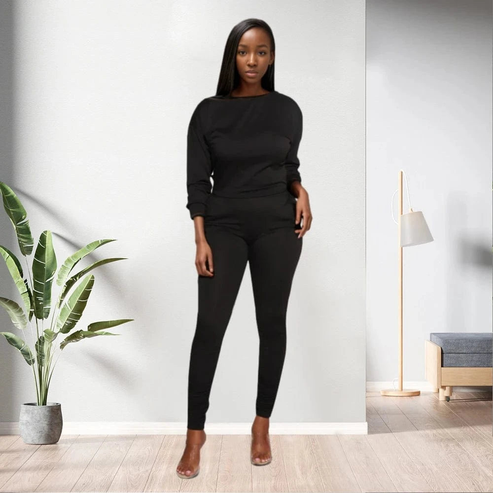 20701-MX30 Long sleeve one shoulder two piece sets stacked jumpsuits women sehe fashion