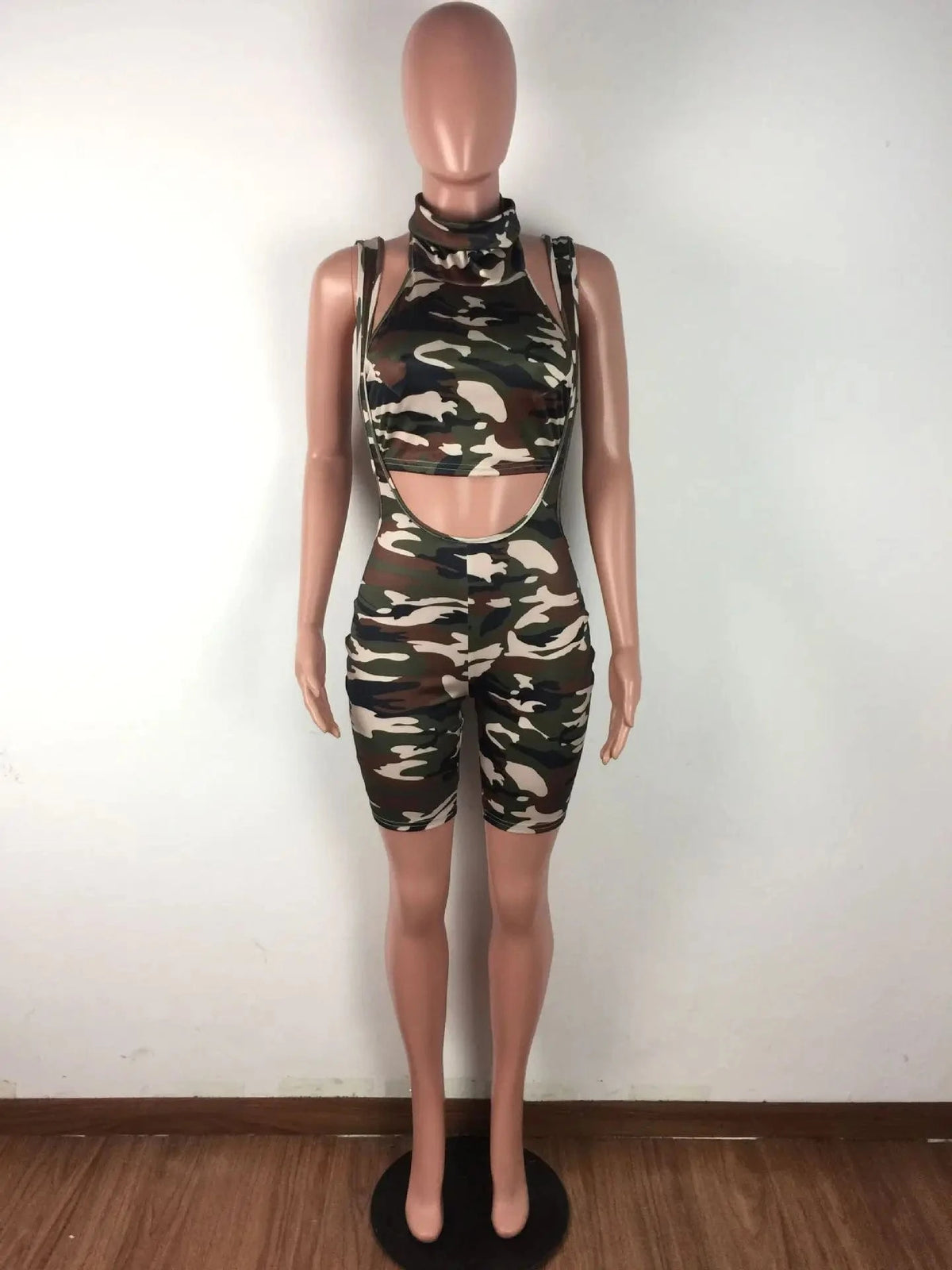 20701-MX92 Camouflage sleeveless 2piece sets jumpsuit women sehe fashion