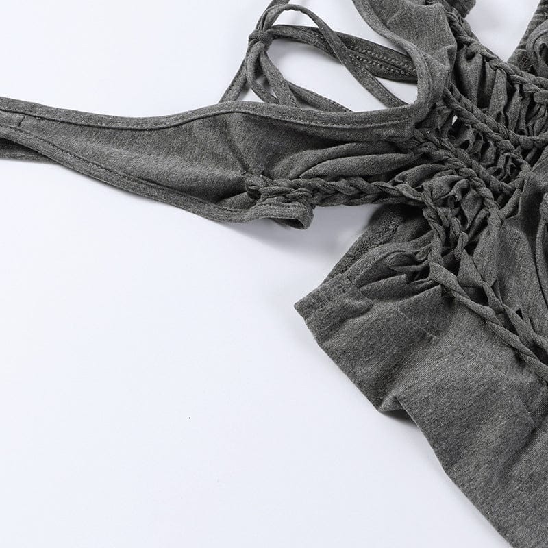 2079 Knitting Backless Sleeveless Hollow Out Mini Sexy Bodycon Women Dress 2022 New Fashion Party Elegant Wholesale Clothes