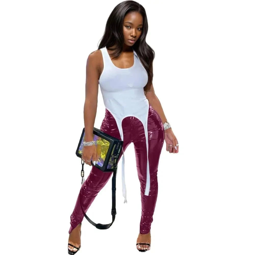 20810-MX50 special leather split reflective pants women sehe fashion