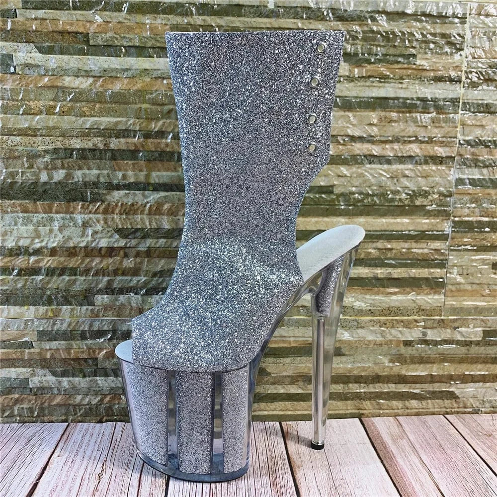 20cm belted super high heels pole dancing boots sequins open toe cool boots booties nightclub sexy women's shoes