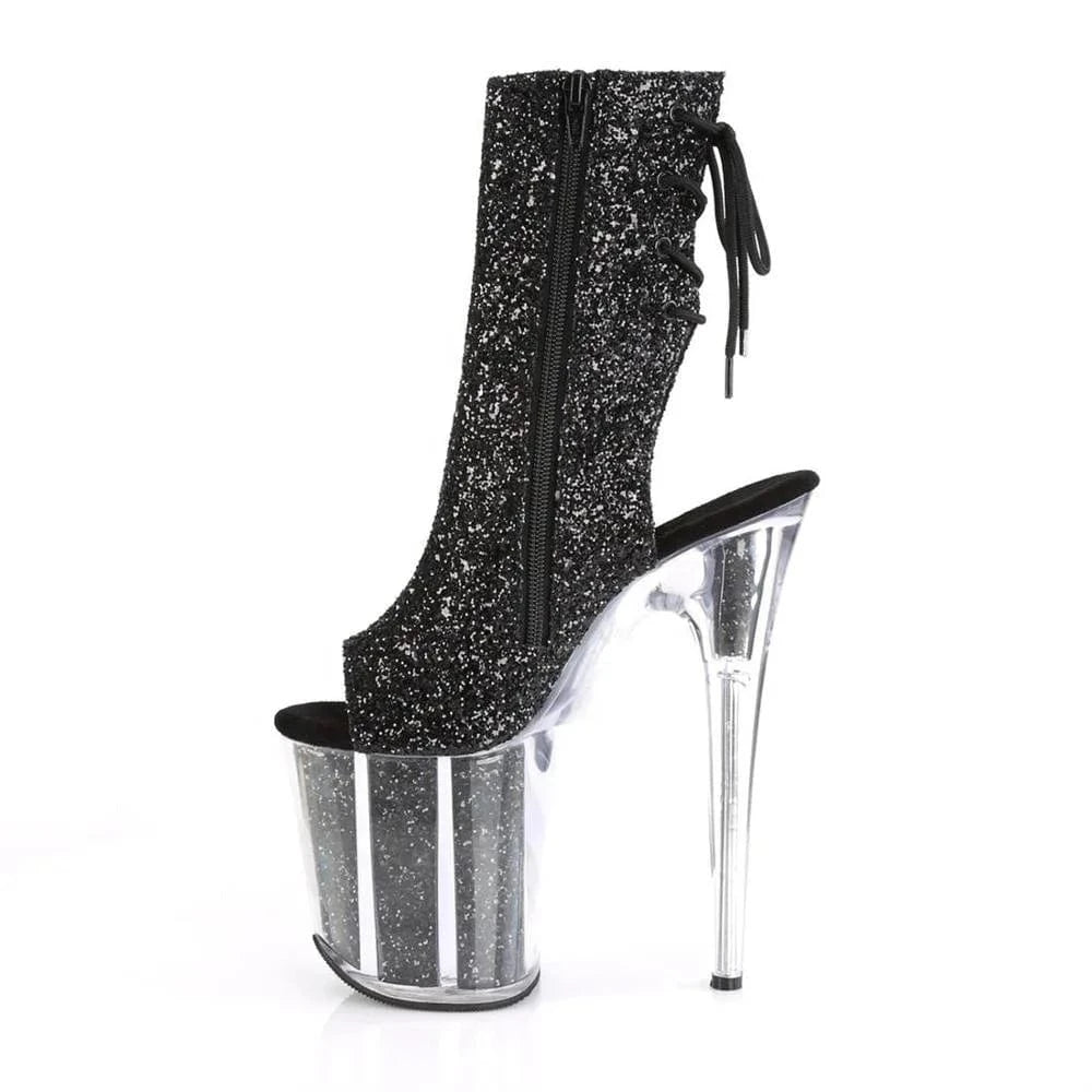 20cm belted super high heels pole dancing boots sequins open toe cool boots booties nightclub sexy women's shoes