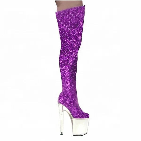 20cm Club shoes boots waterproof Taiwan round head ultrahigh small clubs with the party stage model pole dancing knee-high boots