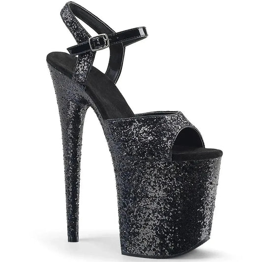 20cm sequins decorated thick bottom waterproof platform skyhigh buckle pole dance performance sandals female