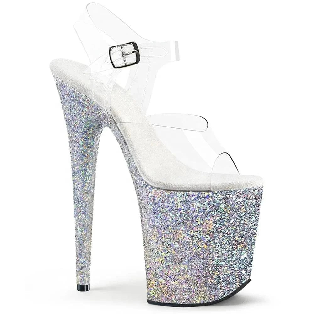 20CM sexy ultra high with a word buckle waterproof platform pole dance sandals model show shoes
