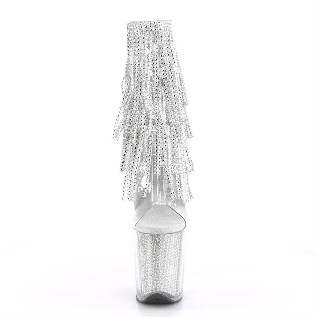 20cm water drill tassel decorated inside zipper high toe pole dancer bootie lady