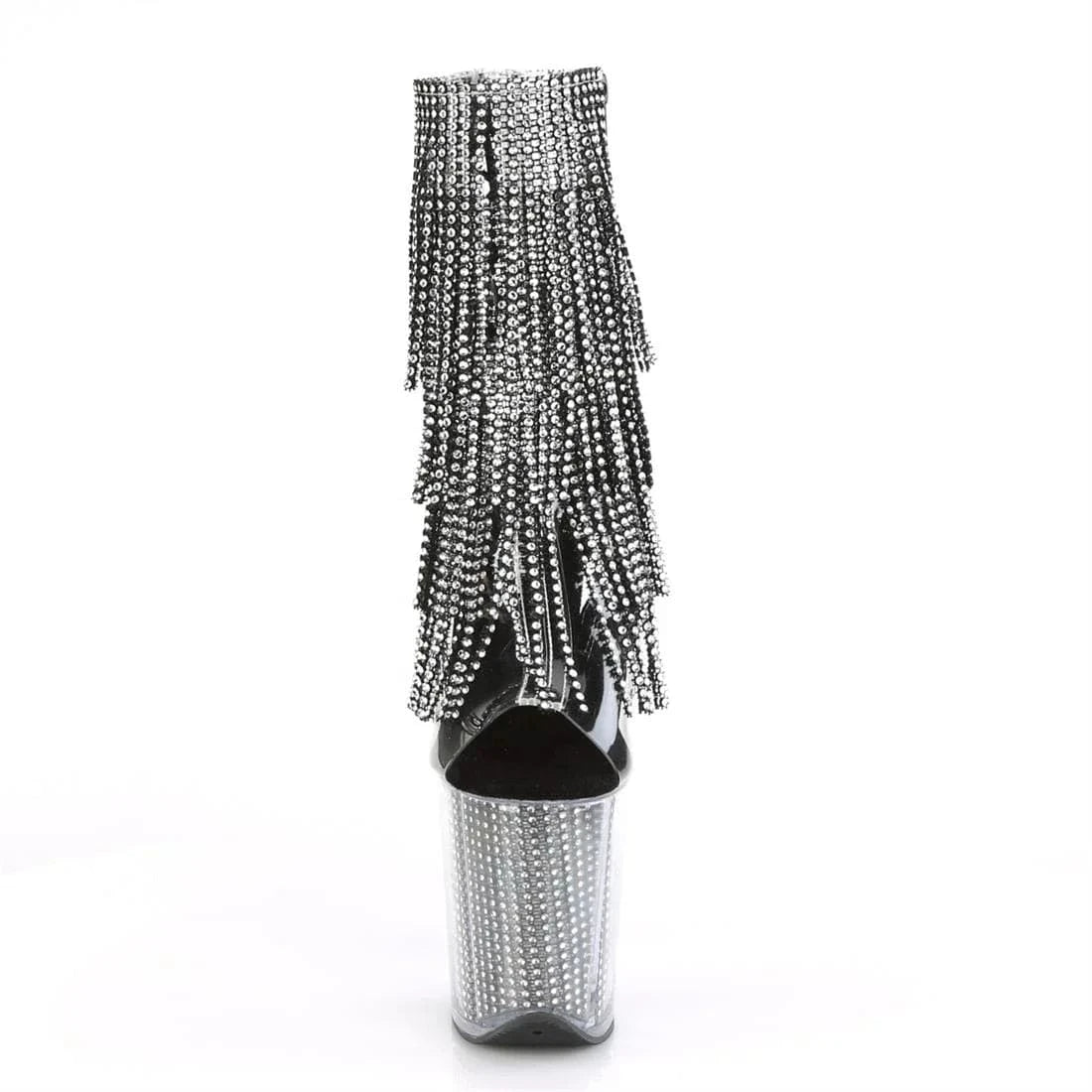 20cm water drill tassel decorated inside zipper high toe pole dancer bootie lady
