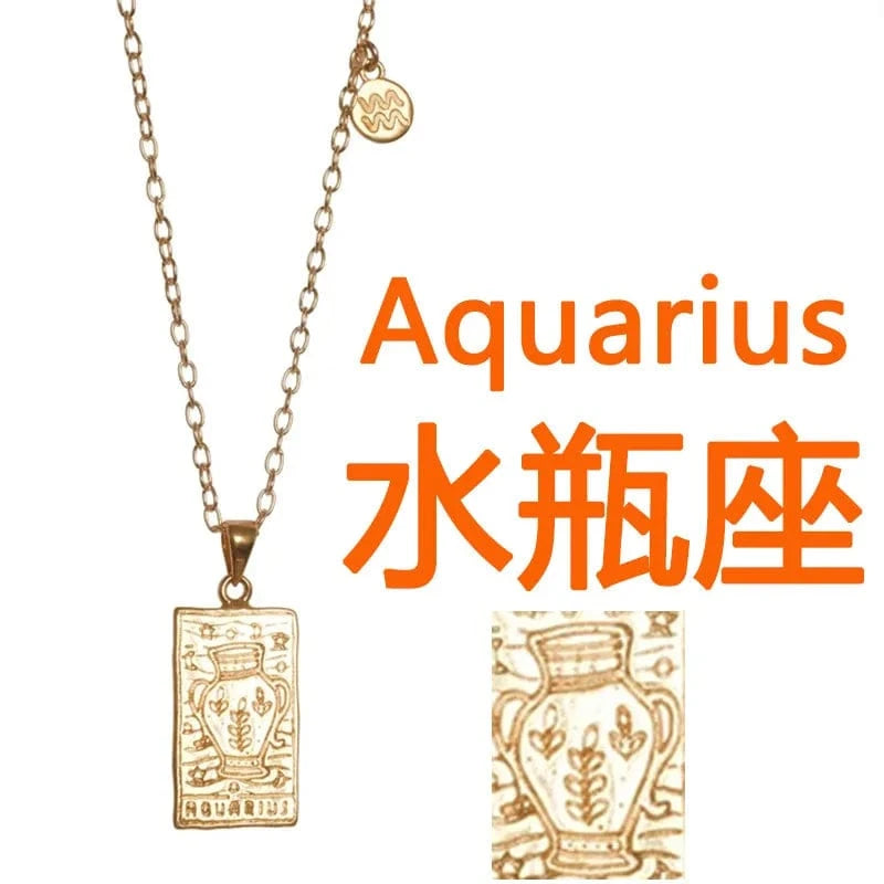 20inches / Aquarius Ftainless steel necklace for ladies Stars and moon non tarnish Gold plating triangle stainless steel necklace