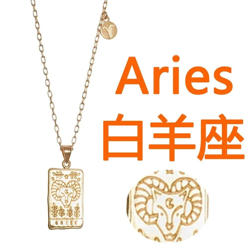20inches / Aries Ftainless steel necklace for ladies Stars and moon non tarnish Gold plating triangle stainless steel necklace