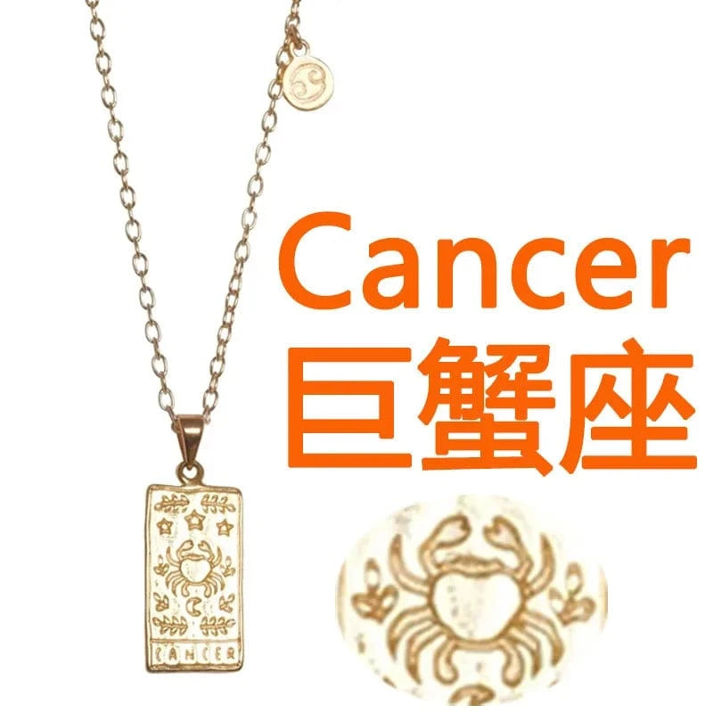 20inches / Cancer Ftainless steel necklace for ladies Stars and moon non tarnish Gold plating triangle stainless steel necklace