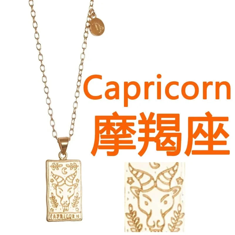 20inches / Capricorn Ftainless steel necklace for ladies Stars and moon non tarnish Gold plating triangle stainless steel necklace