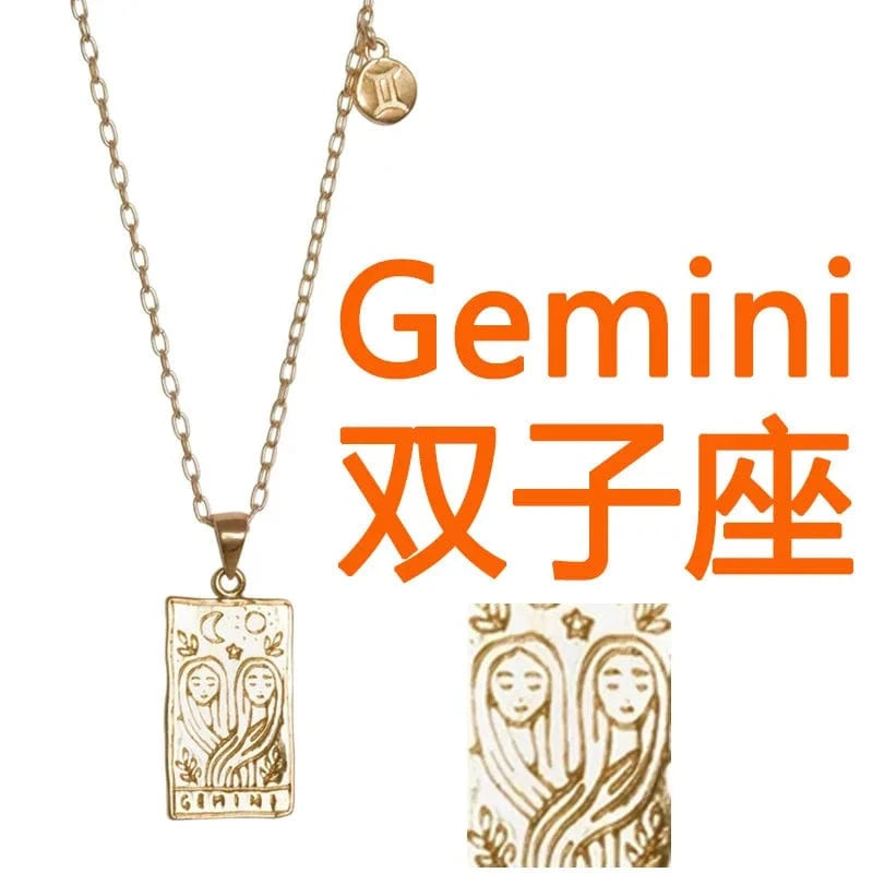 20inches / Gemini Ftainless steel necklace for ladies Stars and moon non tarnish Gold plating triangle stainless steel necklace