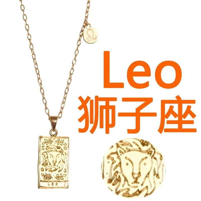 20inches / Leo Ftainless steel necklace for ladies Stars and moon non tarnish Gold plating triangle stainless steel necklace