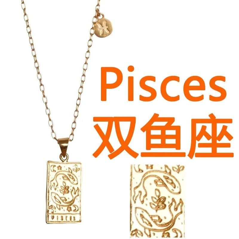 20inches / Pisces Ftainless steel necklace for ladies Stars and moon non tarnish Gold plating triangle stainless steel necklace