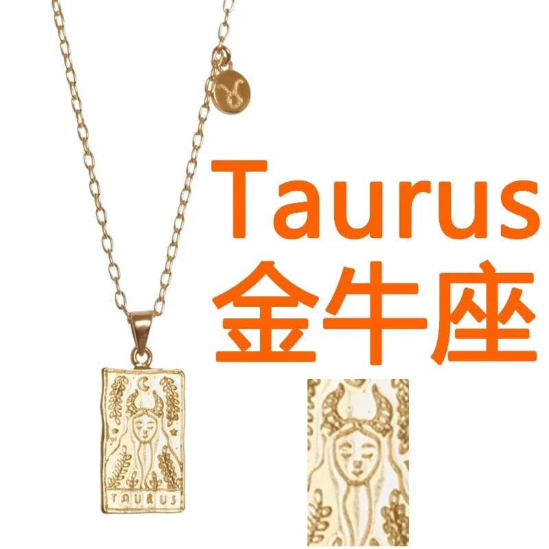 20inches / Taurus Ftainless steel necklace for ladies Stars and moon non tarnish Gold plating triangle stainless steel necklace