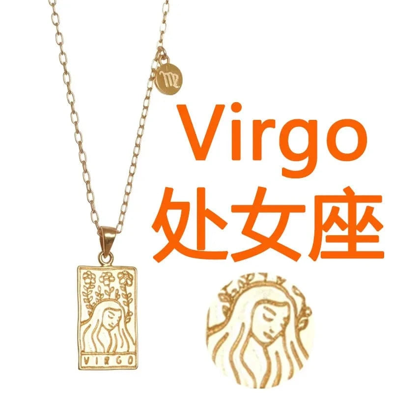 20inches / Virgo Ftainless steel necklace for ladies Stars and moon non tarnish Gold plating triangle stainless steel necklace