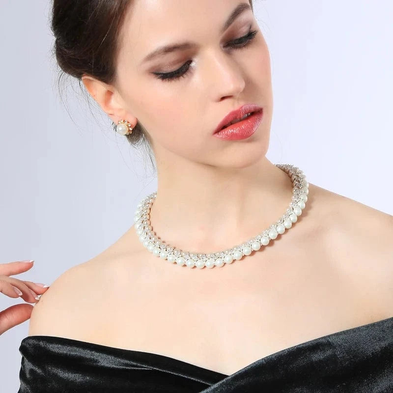 20inches / xl01501 LWN41208 New Trend Luxury Baroque Simple Mother Of Multi Black Pearl Strand Pendant Short Set Jewelry Necklace For Women