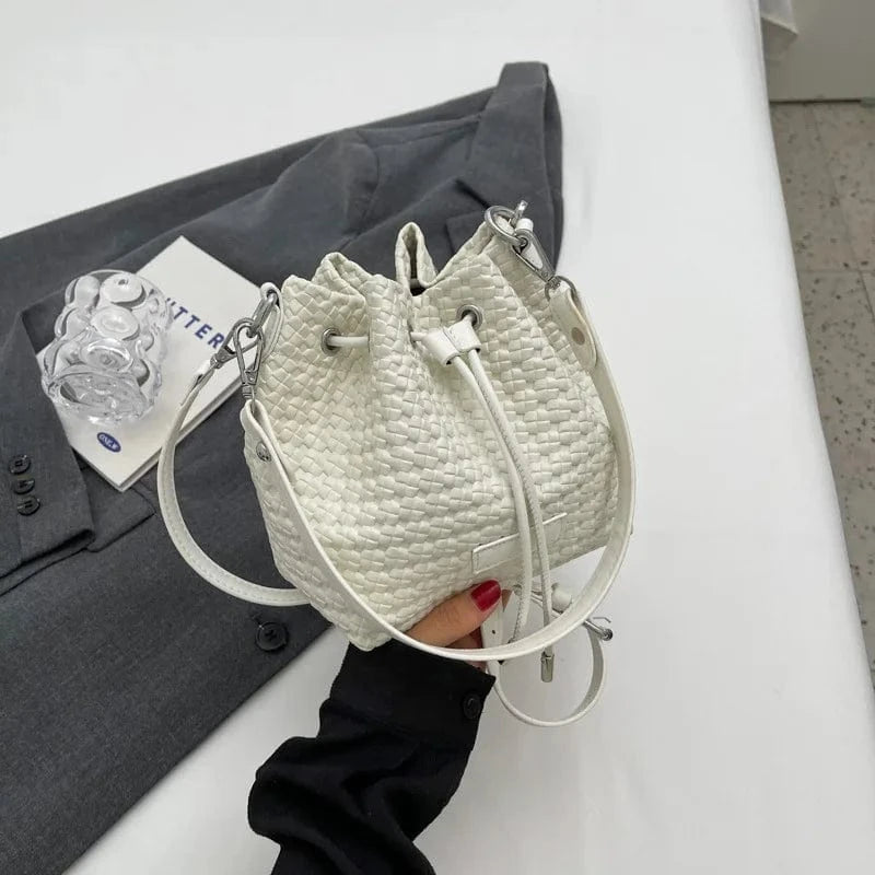 20x14x16cm / 4167 Beige Woven Brand Bags for Women High Quality Leather Shoulder Bag Luxury Drawstring Bucket Handbags Designer Crossbody Bag