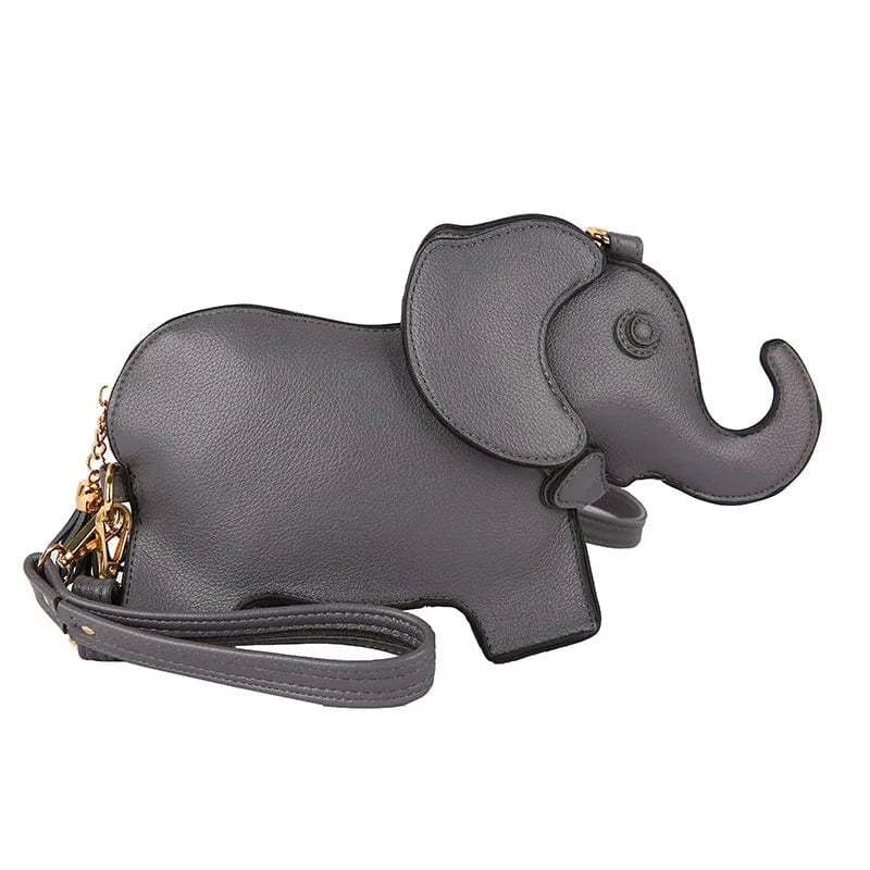 20x6x14cm / 46387 Gray Creative Fun Elephant Shape Bag Female New Cute Cartoon Shoulder Portable Handbag Personality Female Bag Geek Coin Purses