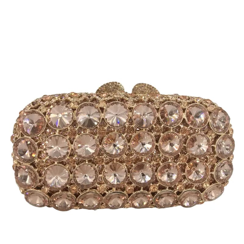 20X7X11CM / Rose Gold Shinny Giant Diamond Women Evening Bags Wedding Bridal Crystal Clutches For Ladies Handbags Party Rhinestone Dinner Purse