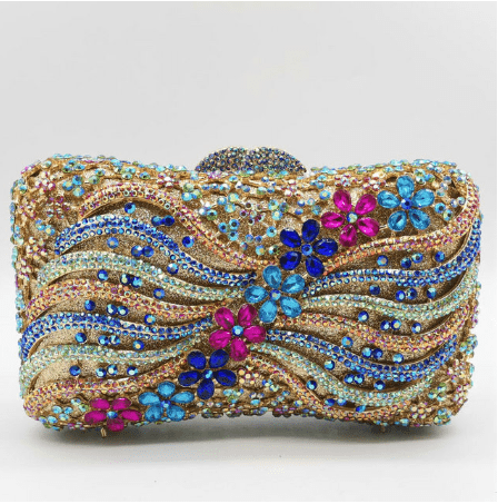 20X7X13CM / coloful Hand-Made Women Crystal Clutch Evening Bags Wedding Party Rhinestones Handbags Ladies Dinner Gold Purses