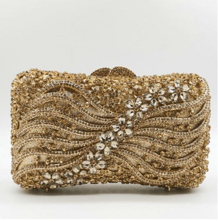 20X7X13CM / gold Hand-Made Women Crystal Clutch Evening Bags Wedding Party Rhinestones Handbags Ladies Dinner Gold Purses