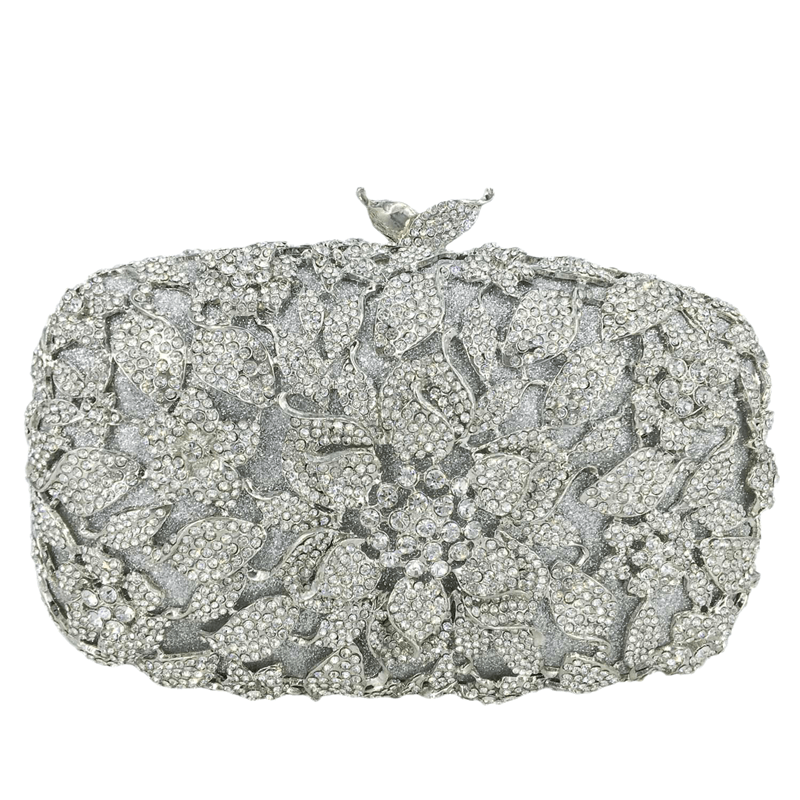 20X7X13CM / silver Wholesale Women Shinny Silver Evening Handbag Clutch Bags Bridal Rhinestone Handbags Party Cocktail Crystal Dress Purse