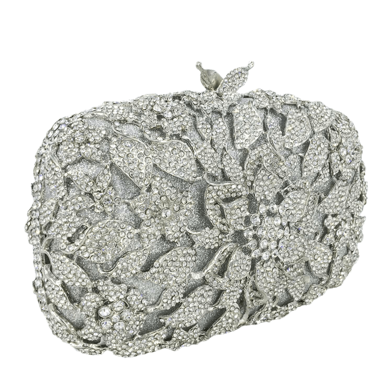 20X7X13CM / silver Wholesale Women Shinny Silver Evening Handbag Clutch Bags Bridal Rhinestone Handbags Party Cocktail Crystal Dress Purse