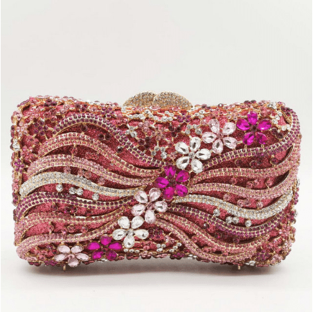 20X7X13CM / wine Hand-Made Women Crystal Clutch Evening Bags Wedding Party Rhinestones Handbags Ladies Dinner Gold Purses