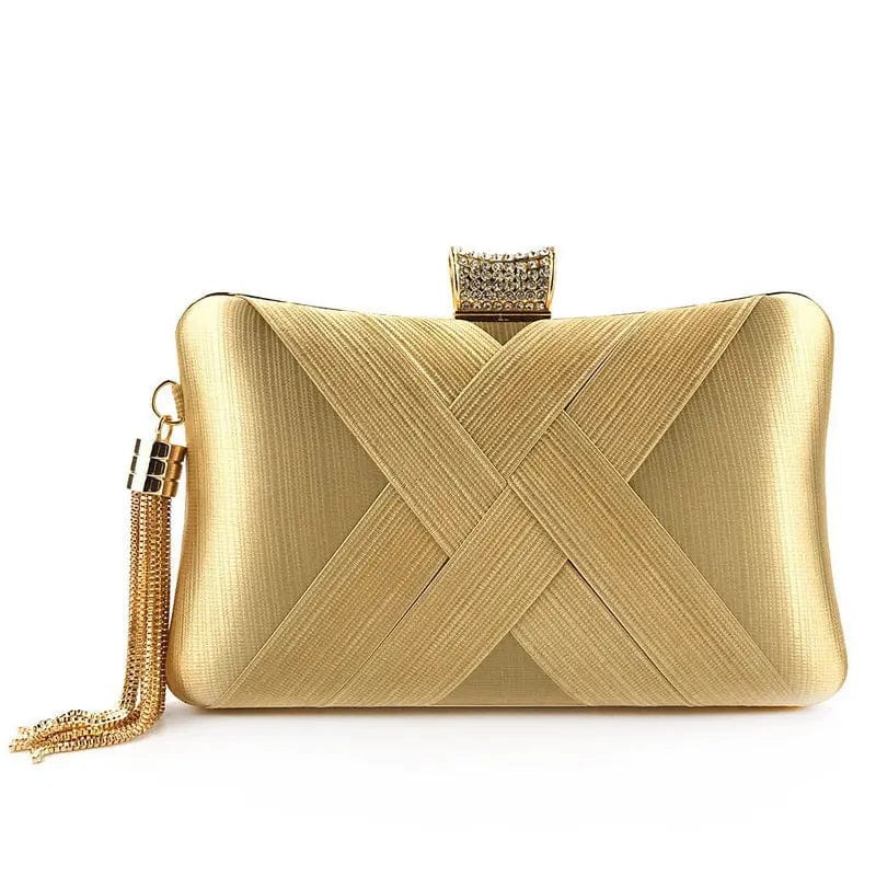 20X8X12CM / gold Polyester Silk Women Clutch Bag with Tassel Fashion Wedding Party Bags Ladies Evening Clutch Bag Bridal Handbag