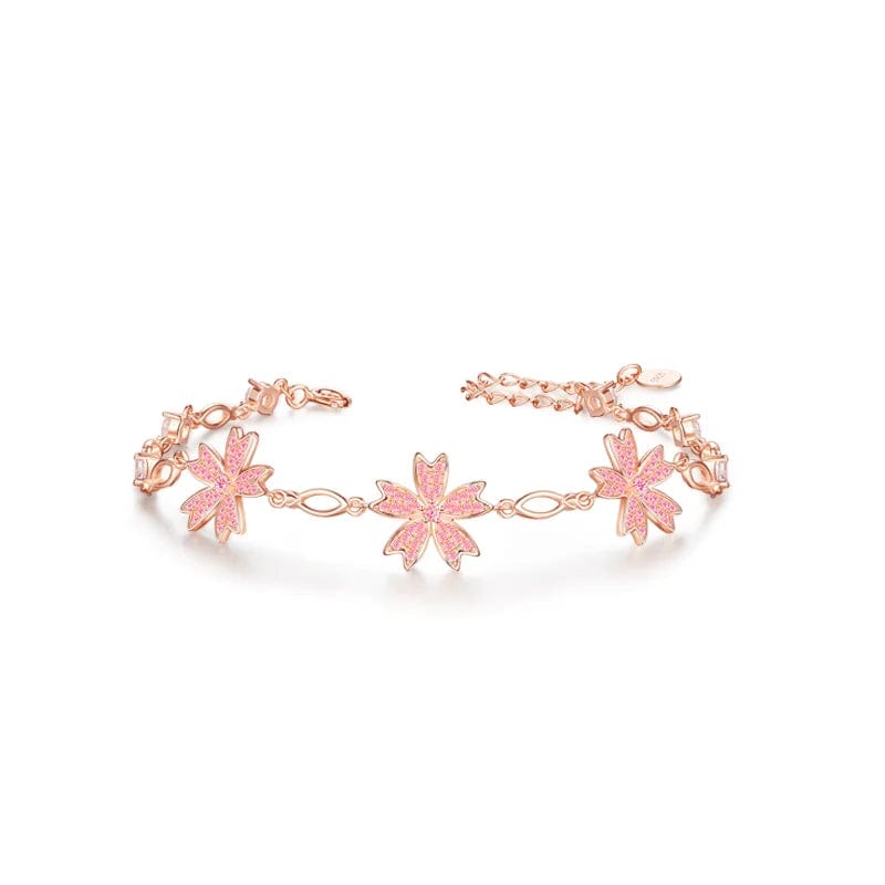 21.5+4.5cm / Bracelet1 RS110 OEM&ODM Lucky Jewelry Simple Korean Women's Crystal Flower Bracelet Clover Sterling Silver Bracelet Bangle