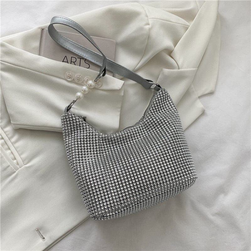 21cm*10cm*19.5cm / silver New fashion Handbag 2022 Young Woman Luxury temperament bag Girl rivet diamond purse for women