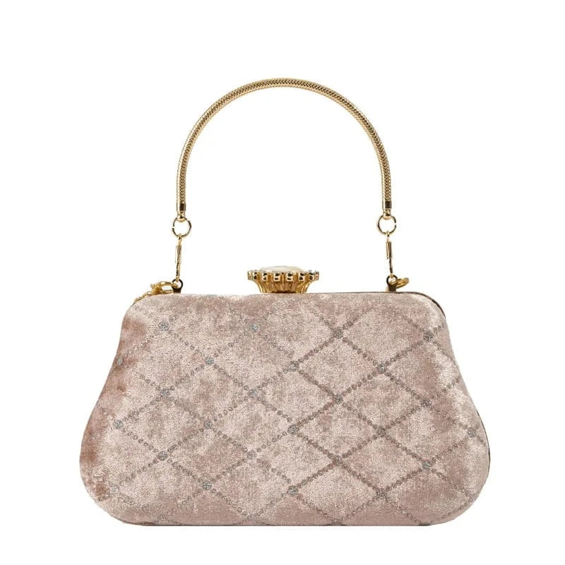 21x6x12cm / 24291 Pink Vintage Women Party Box Clutch Bag Velvet Exquisite Design Elegant Clutches For Ladies Girls Wedding Purse Luxury Evening Bag