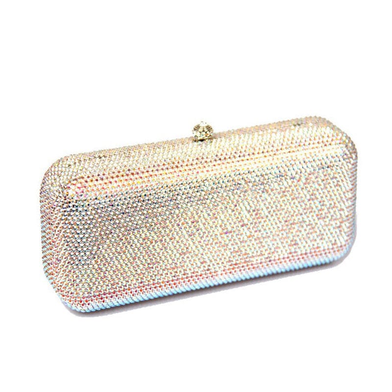 21X9X5.5CM / silver Women Rhinestones Evening Clutch Woman Resin Bag Bridal Wedding Party Dinner Wallets Prom Chain Shoulder Handbag Bling Purse