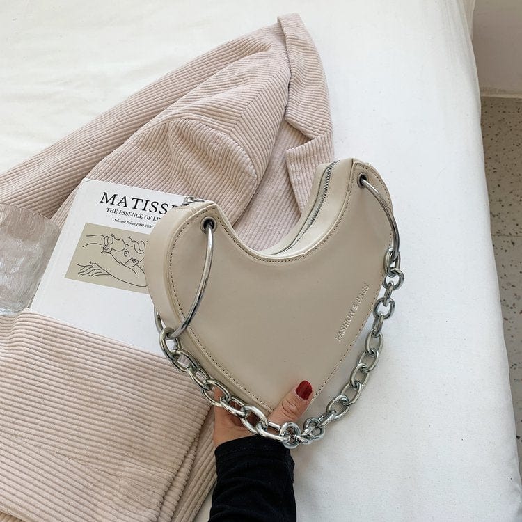 22*32CM / White 2022 Xianjian Latest Designer Heart Shaped Chain Shoulder HANDBAG Novelty Purse Handbag