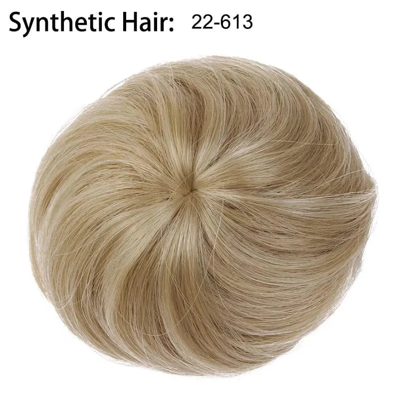 22/613 Wholesale Faux Fake Easy Drawstring Postisch Pour Synthetic Comb Clip on Hair Donut Buns Chignon for Hair Piece White Women